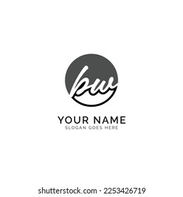 B, W, BW Initial letter handwritten and signature vector image template in round shape logo