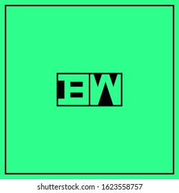 B and W, BW Uppercase Letter Initial flat and clean Logo Design Template Vector Illustration - minimal concept