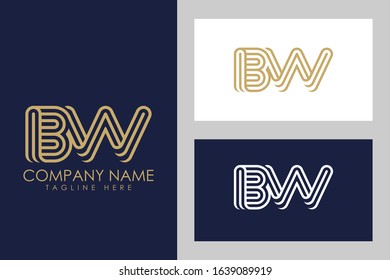 B and W combination Lines Letter Logo. Creative Line Letters Design Template