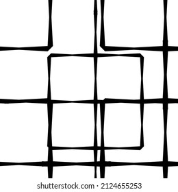 B and W geometric seamless pattern with squares. Abstract vector grunge. Monochrome artistic illustration for fabric design, wallpaper, decorative paper, web design, background, postcard