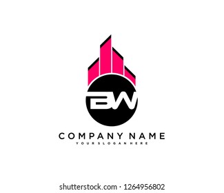 B W Initial building logo concept - Vector