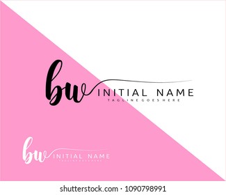 B W Initial handwriting logo vector. Hand lettering for designs.