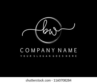 B W Initial handwriting logo vector