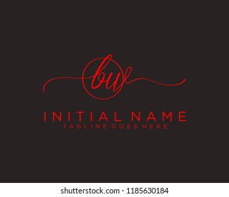 B W Initial handwriting logo vector. Hand lettering for designs