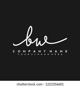 B W Initial handwriting logo vector