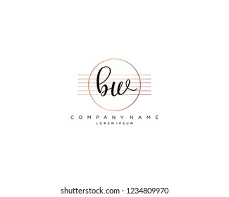B W initial handwriting logo vector