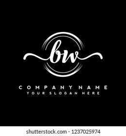 B W Initial handwriting logo vector