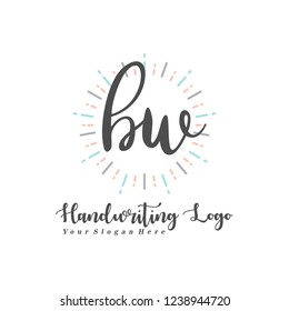 B W Initial handwriting logo vector