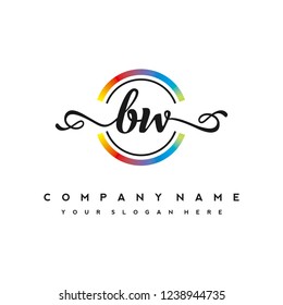 B W Initial handwriting logo vector