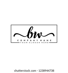 B W Initial handwriting logo vector