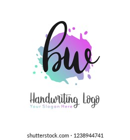 B W Initial handwriting logo vector