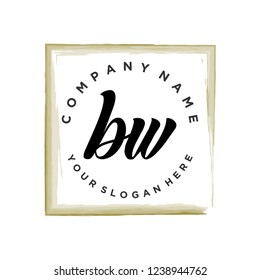 B W Initial handwriting logo vector