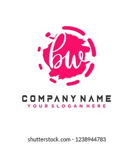 B W Initial handwriting logo vector