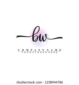 B W Initial handwriting logo vector