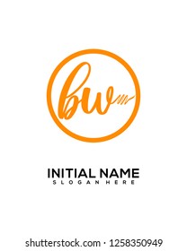 B W Initial Handwriting Logo Template Vector