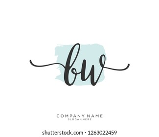 B W Initial handwriting logo vector