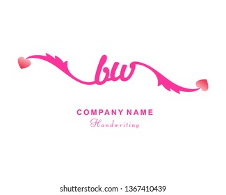 B W Initial Handwriting Logo Template