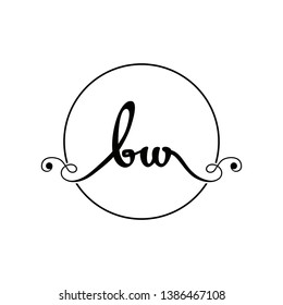 B W Initial handwriting logo vector - template - illustration