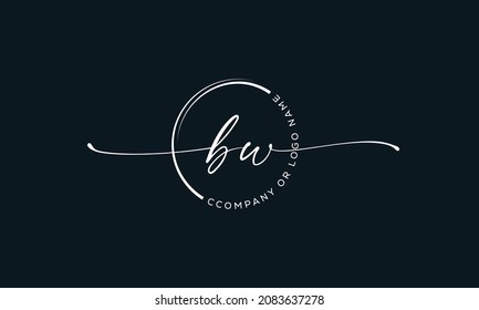 B W Initial handwriting signature logo, initial signature, elegant logo design
vector template.