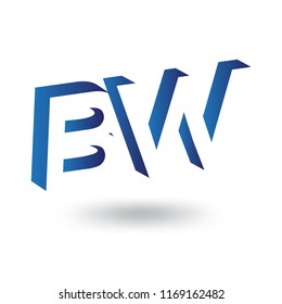 B W initial letter with negative space logo icon vector template