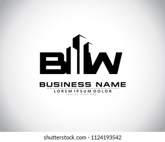 B W Initial logo concept with building template vector.