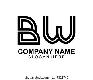 B W Initial outline logo template vector