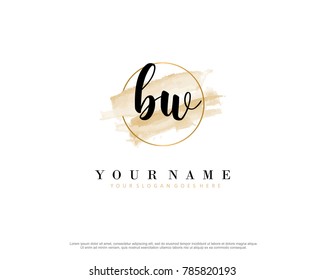 B W Initial water color logo template vector