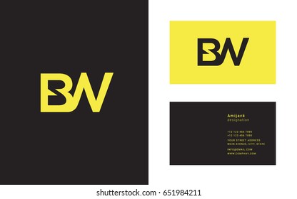 B W Joint Letter Logo With Business Card Template