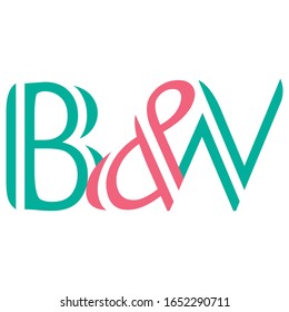 Logo de la letra B y W, marca de la letra