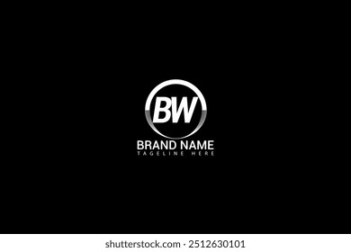 B W letter logo vector design on black color background, bw monogram