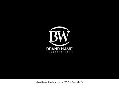 B W letter logo vector design on black color background, bw monogram