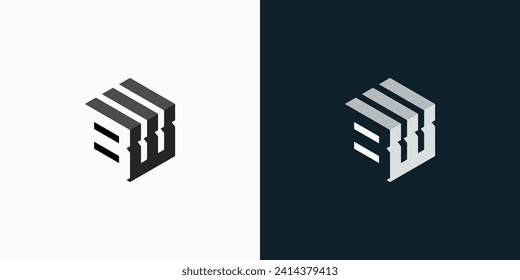 B W letter vector logo design in three dimensional cube shape