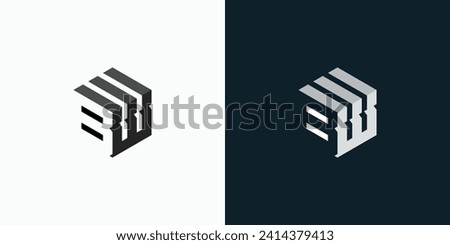 B W letter vector logo design in three dimensional cube shape