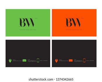 B W letters Joint logo icon with business card vector template.