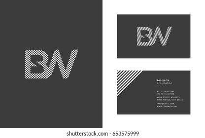 B W line logo joint letter design with Business card template