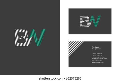 B W lined logo design vector template with business card 