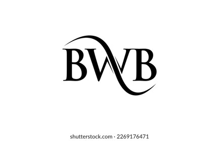 B W B typography with curvy swish