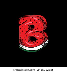 B WATERMELON FONT VECTOR DESIGN