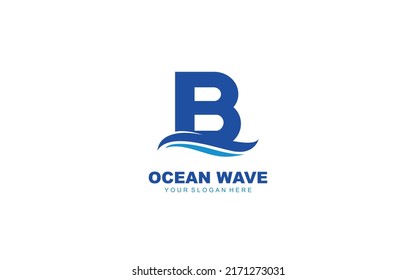 B WAVE logo design inspiration. Vector letter template design for brand.