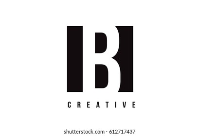 B White Letter Logo Design with Black Square Vector Illustration Template.