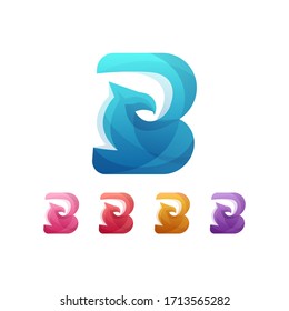 b Logotipo de letra de ave de ala