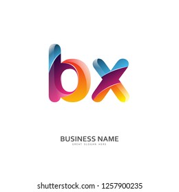 B X BX Logo Letter Design Vector colorful glossy color. Design Template