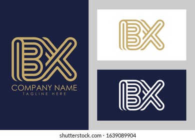 B and X combination Lines Letter Logo. Creative Line Letters Design Template