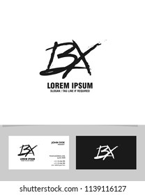 B X Initial brush logo vector template