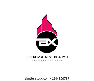 B X Initial building logo concept - Vector