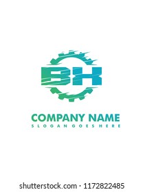 B X Initial with gear template vector