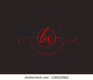B X Initial handwriting logo vector. Hand lettering for designs