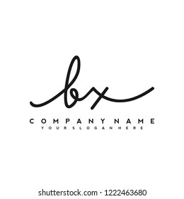 B X Initial handwriting logo vector
