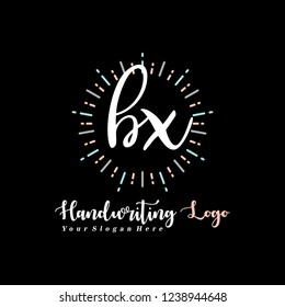 B X Initial handwriting logo vector