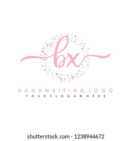 B X Initial handwriting logo vector